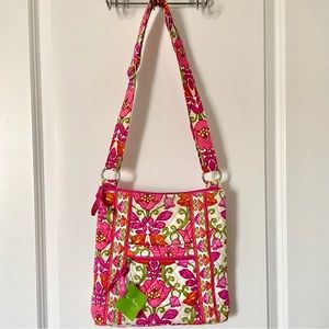 Vera Bradley Hipster Pink Crossbody Bag Lilli Bell Tulips Floral Print NWT